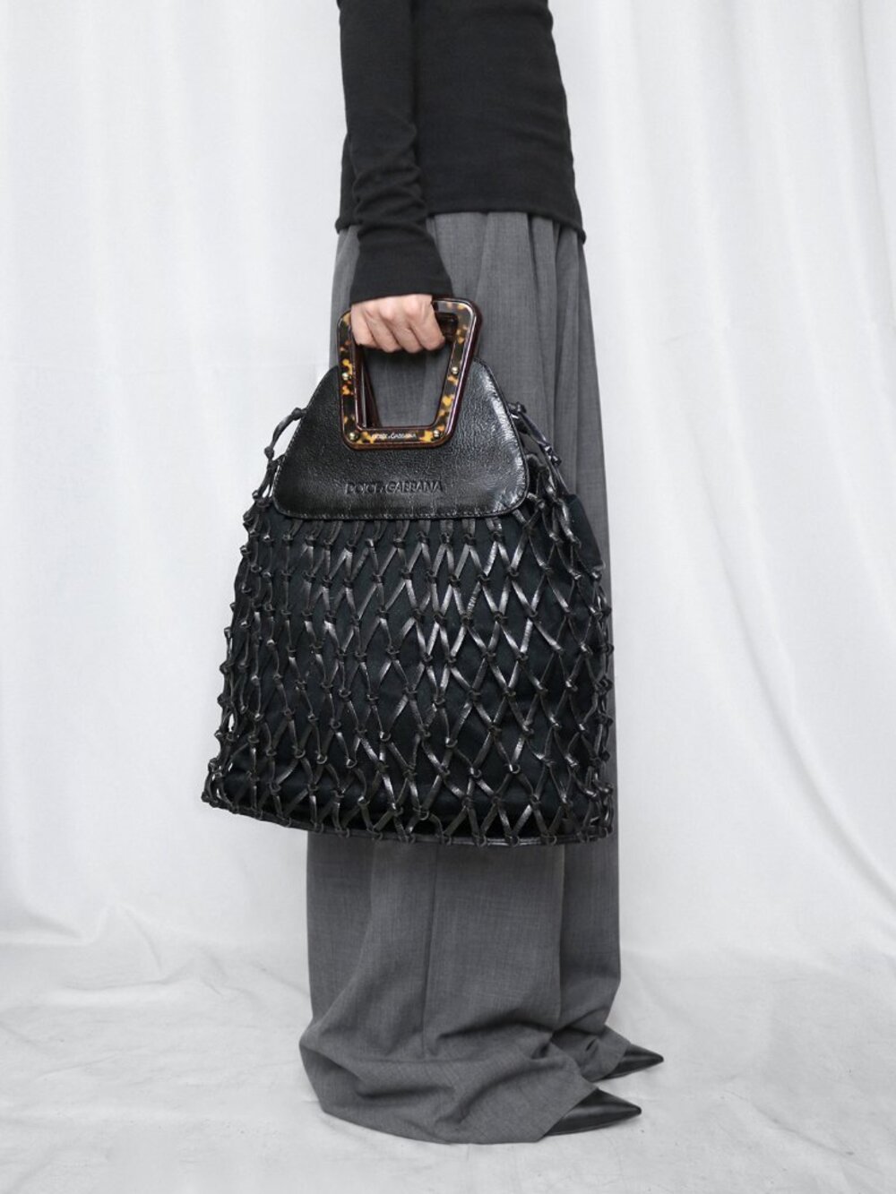 authentic Dolce & Gabbana woven leather net convertible bag